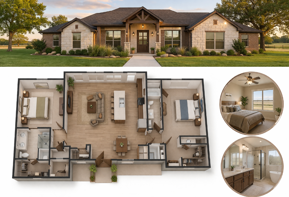 Modern Ranch Home With Floor Plan Layout